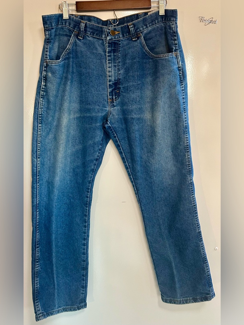 Wrangler Men's Straight Leg Blue Cowboy Jeans 36x29 Well Well Western Med Wash